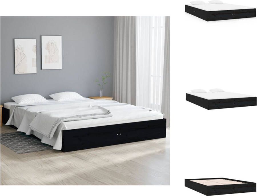 VidaXL Bedframe Massief Grenenhout Zwart 193 x 122.5 x 23 cm 120 x 190 cm Montage vereist Bed