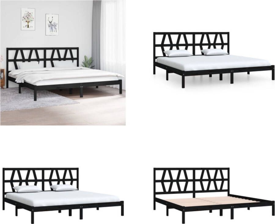 vidaXL Bedframe massief grenenhout zwart 200x200 cm Bedframe Bedframes Tweepersoonsbed Bed