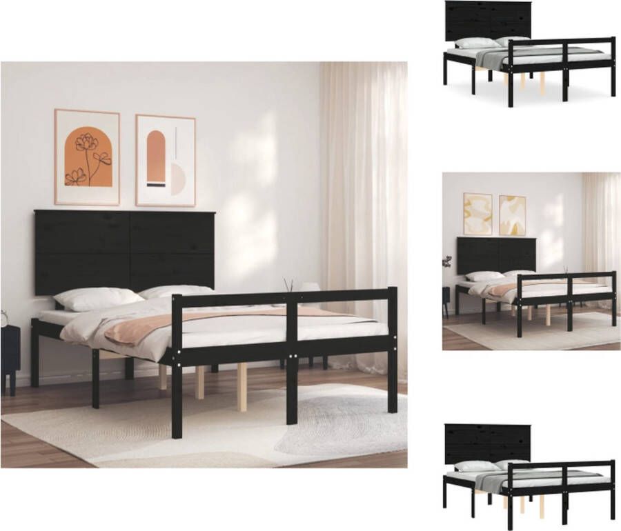 VidaXL Bedframe Massief Grenenhout Zwart 205.5 x 125.5 x 82.5 cm Inclusief montage (120 x 200 cm matras niet inbegrepen) Bed