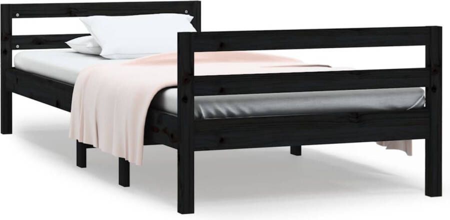 VidaXL -Bedframe-massief-grenenhout-zwart-80x200-cm
