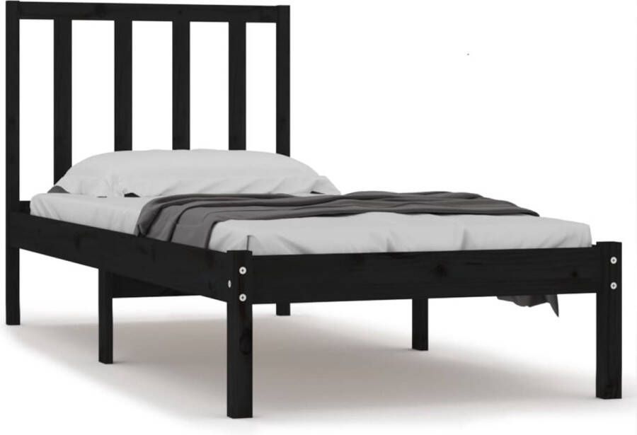 VidaXL -Bedframe-massief-grenenhout-zwart-90x200-cm