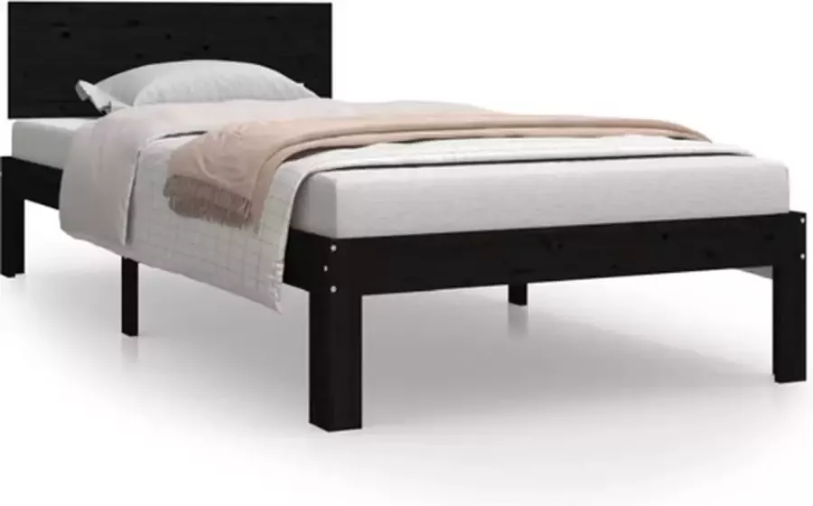 VidaXL -Bedframe-massief-grenenhout-zwart-90x200-cm - Foto 8