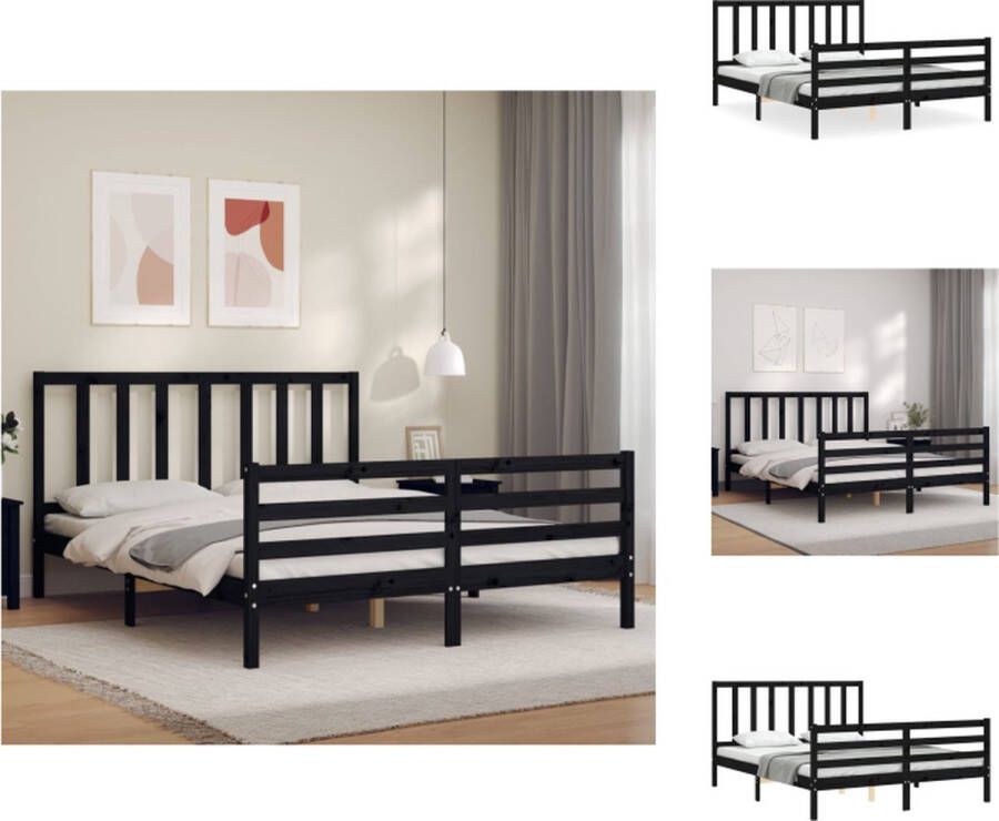 VidaXL Bedframe Massief grenenhout Zwarte kleur 205.5 x 155.5 x 100 cm 150 x 200 cm matras Bed