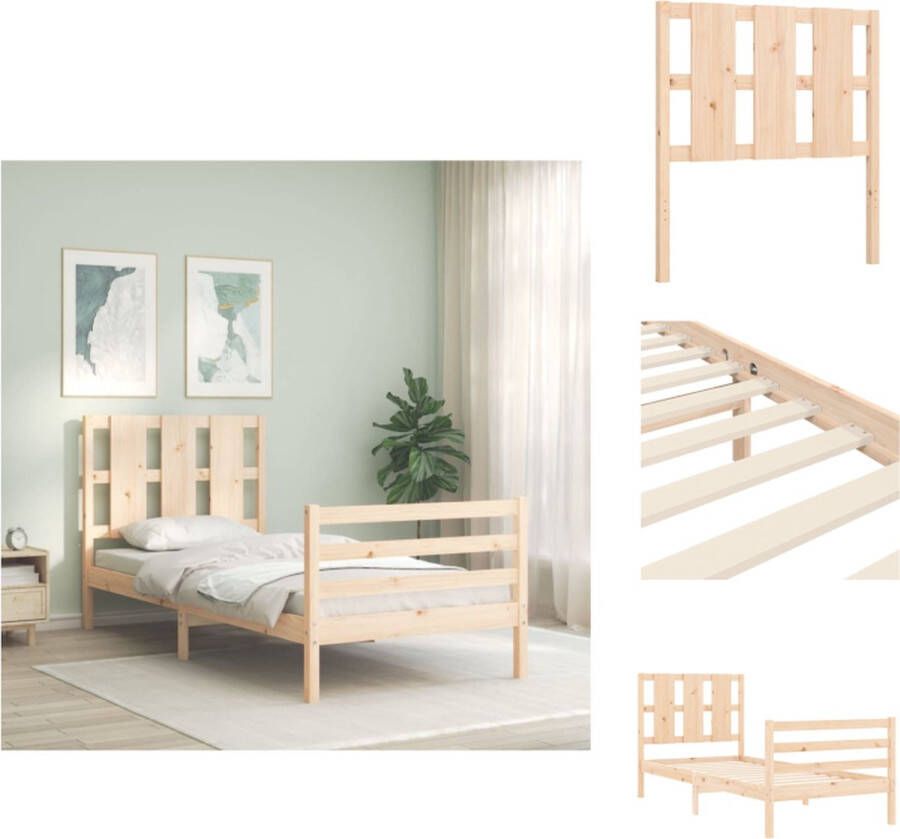 VidaXL Bedframe Bedframes Bed Eenpersoonsbed Bedframe met hoofdbord massief hout 3FT Single - Foto 2
