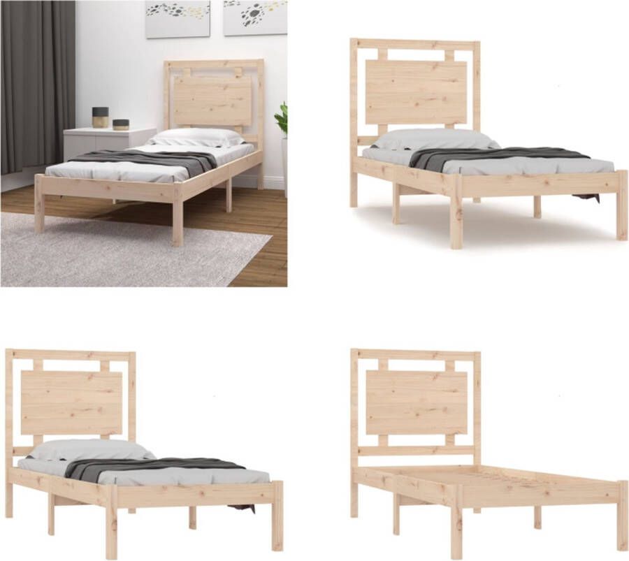 VidaXL Bedframe massief hout 100x200 cm Bedframe Bedframes Eenpersoonsbed Bed - Foto 3