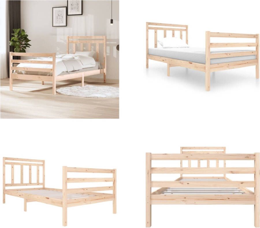 VidaXL Bedframe massief hout 100x200 cm Bedframe Bedframes Eenpersoonsbed Bed
