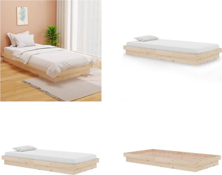 vidaXL Bedframe massief hout 100x200 cm Bedframe Bedframes Eenpersoonsbed Bed