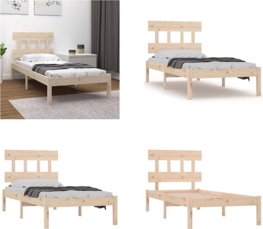 vidaXL Bedframe massief hout 100x200 cm Bedframe Bedframes Eenpersoonsbed Bed