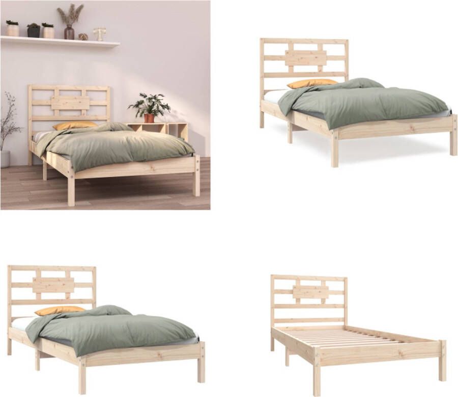 vidaXL Bedframe massief hout 100x200 cm Bedframe Bedframes Eenpersoonsbed Bed