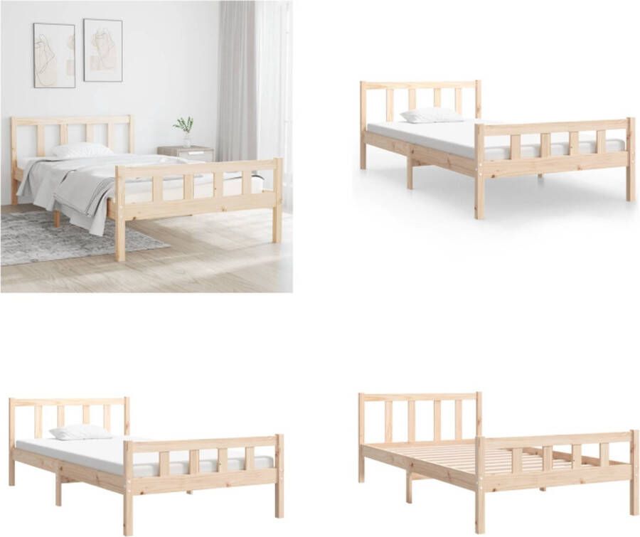 vidaXL Bedframe massief hout 100x200 cm Bedframe Bedframes Eenpersoonsbed Bed