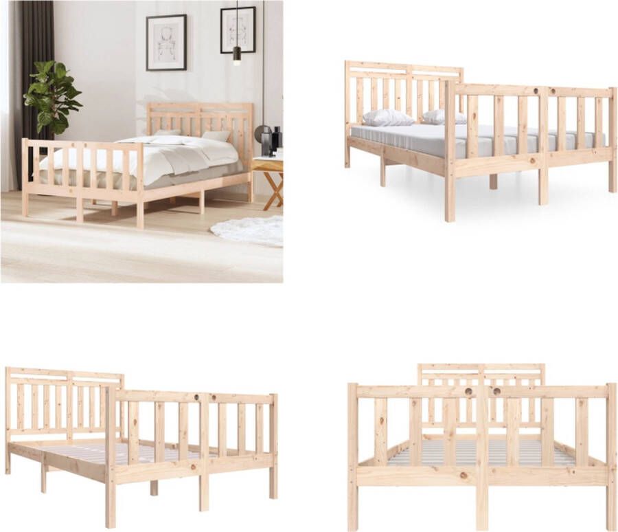 VidaXL Bedframe massief hout 120x190 cm 4FT Small Double Bedframe Bedframes Tweepersoonsbed Bed - Foto 11