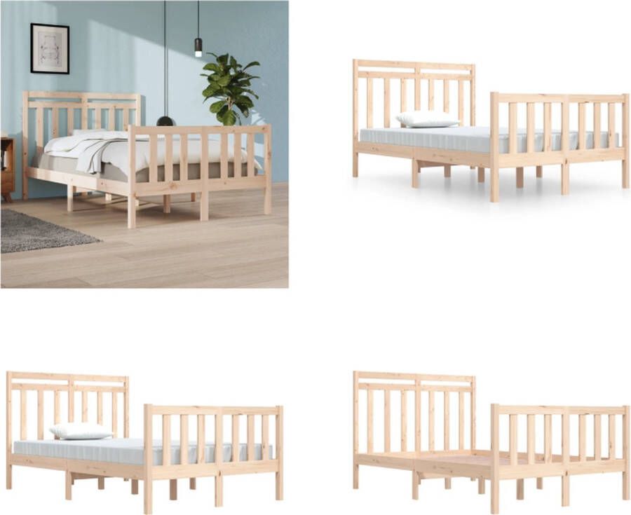 VidaXL Bedframe massief hout 120x190 cm 4FT Small Double Bedframe Bedframes Tweepersoonsbed Bed - Foto 20