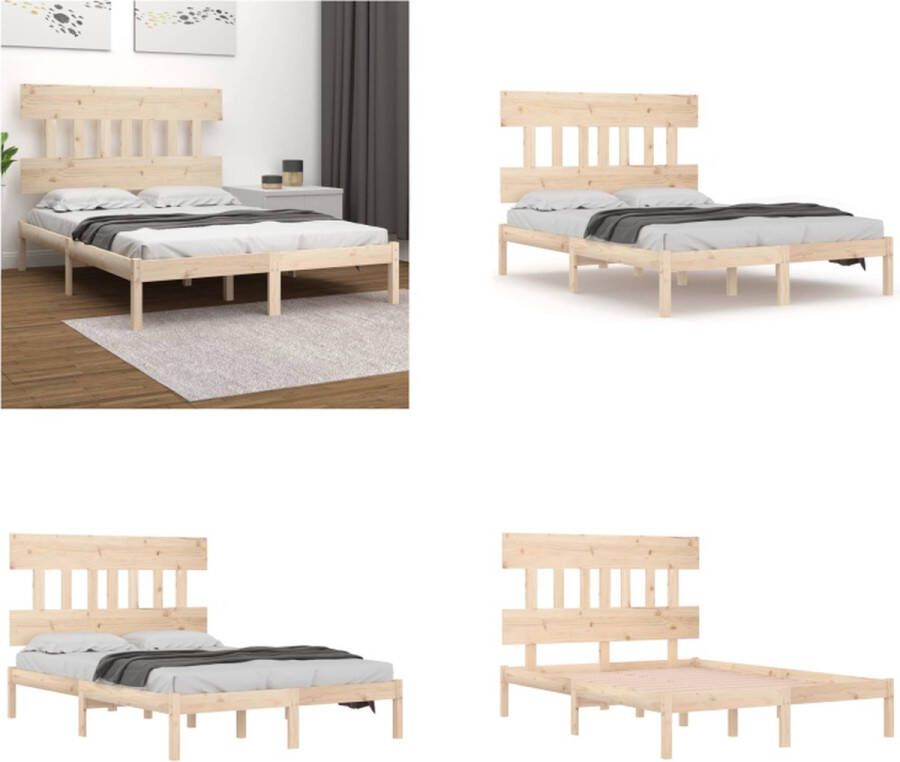 VidaXL Bedframe massief hout 120x190 cm 4FT Small Double Bedframe Bedframes Tweepersoonsbed Bed - Foto 13