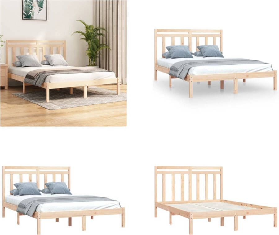 VidaXL Bedframe massief hout 120x190 cm 4FT Small Double Bedframe Bedframes Tweepersoonsbed Bed - Foto 15