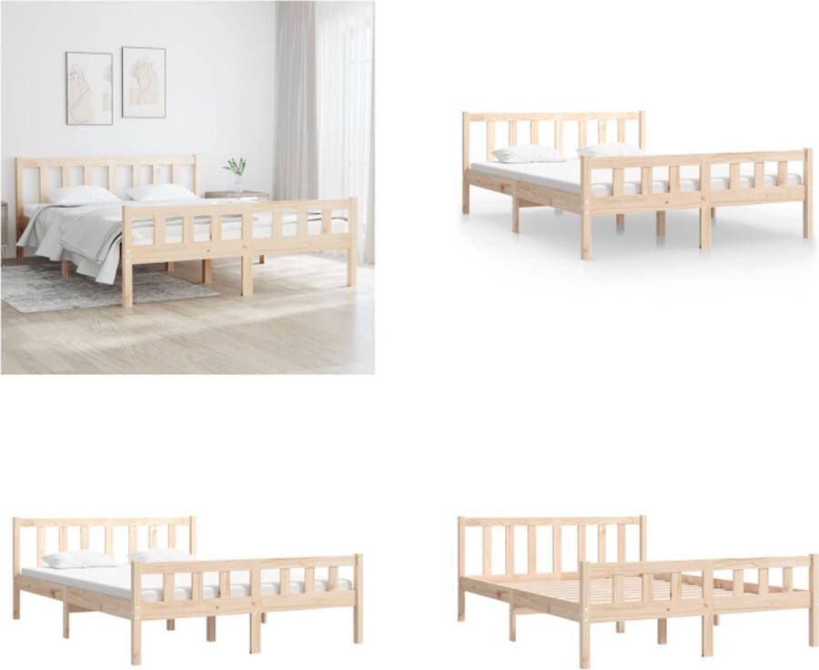 VidaXL Bedframe massief hout 120x190 cm 4FT Small Double Bedframe Bedframes Tweepersoonsbed Bed - Foto 19