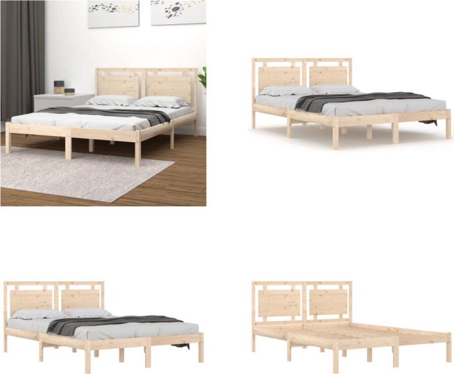 VidaXL Bedframe massief hout 120x190 cm 4FT Small Double Bedframe Bedframes Tweepersoonsbed Bed - Foto 18