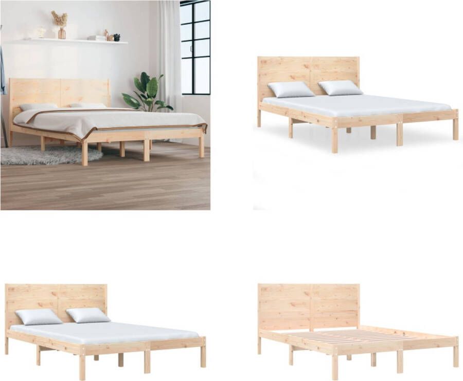 VidaXL Bedframe massief hout 120x190 cm 4FT Small Double Bedframe Bedframes Tweepersoonsbed Bed