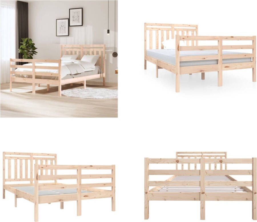 VidaXL Bedframe massief hout 120x190 cm 4FT Small Double Bedframe Bedframes Tweepersoonsbed Bed - Foto 8