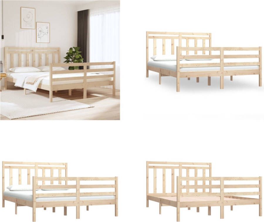 VidaXL Bedframe massief hout 120x190 cm 4FT Small Double Bedframe Bedframes Tweepersoonsbed Bed - Foto 16