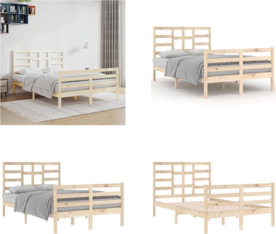 VidaXL Bedframe zonder matras massief hout 120x200 cm Bedframe Bedframes Bed Bedbodem - Foto 5