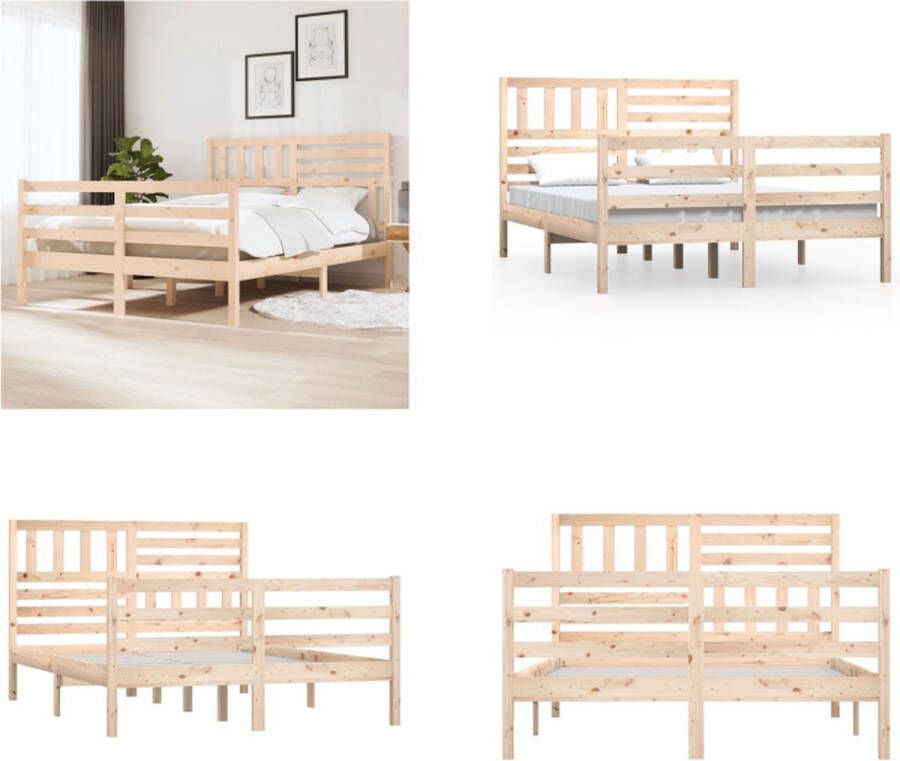 VidaXL Bedframe zonder matras massief hout 120x200 cm Bedframe Bedframes Tweepersoonsbed Bed - Foto 2