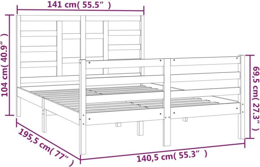 VidaXL -Bedframe-massief-hout-135x190-cm-4FT6-Double - Foto 3