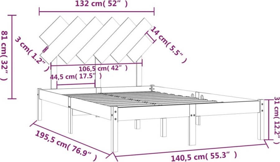 VidaXL -Bedframe-massief-hout-135x190-cm-4FT6-Double - Foto 18