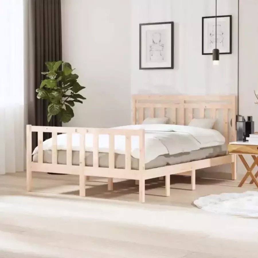 VidaXL -Bedframe-massief-hout-135x190-cm-4FT6-Double - Foto 1