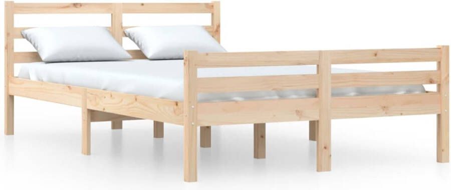 VidaXL Bedframe Massief Grenenhout 135x190 cm Houten Bedframe Dubbele Bed Massieve Grenen Slaapcomfort Modern Design Stabiele Constructie - Foto 2