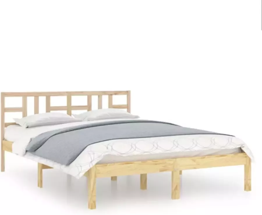 VidaXL Bedframe Grenenhout Massief 195.5 x 145.5 x 31 cm Geschikt voor 140 x 190 cm matras Onbehandeld Bed - Foto 7