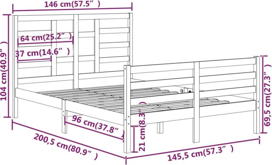 VidaXL -Bedframe-massief-hout-140x200-cm - Foto 2