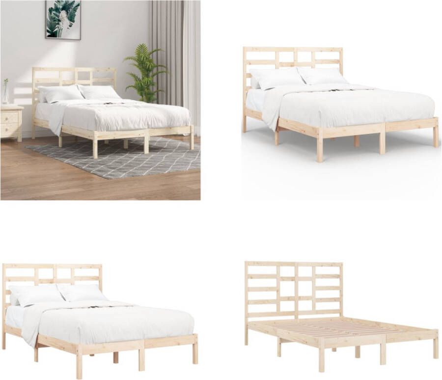 VidaXL Bedframe zonder matras massief hout 140x200 cm Bedframe Bedframes Bed Bedbodem - Foto 7