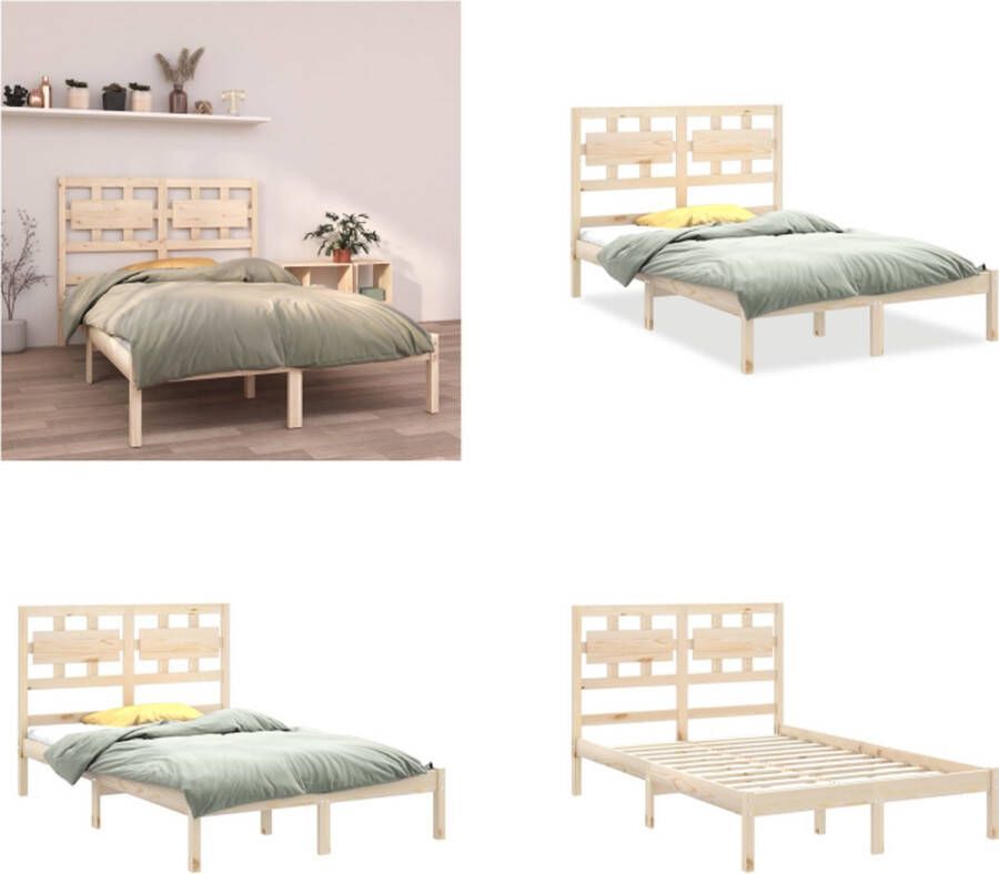 VidaXL Bedframe massief hout 140x200 cm Bedframe Bedframes Tweepersoonsbed Bed