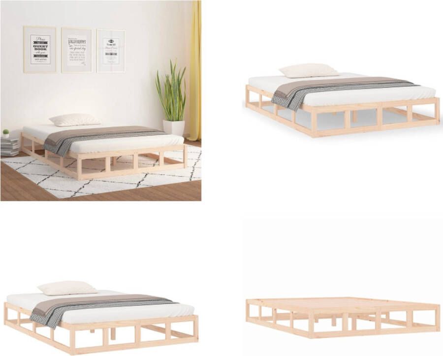 vidaXL Bedframe massief hout 160x200 cm Bedframe Bedframes Bed Bedbodem