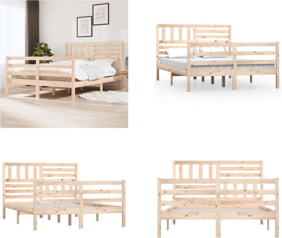 VidaXL Bedframe zonder matras massief hout 160x200 cm Bedframe Bedframes Tweepersoonsbed Bed - Foto 2