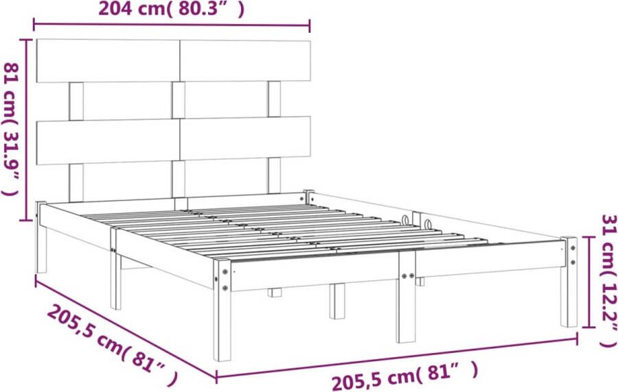 VidaXL -Bedframe-massief-hout-200x200-cm - Foto 2