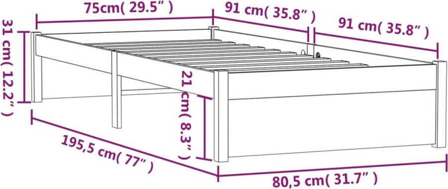 VidaXL -Bedframe-massief-hout-75x190-cm-2FT6-Small-Single - Foto 2