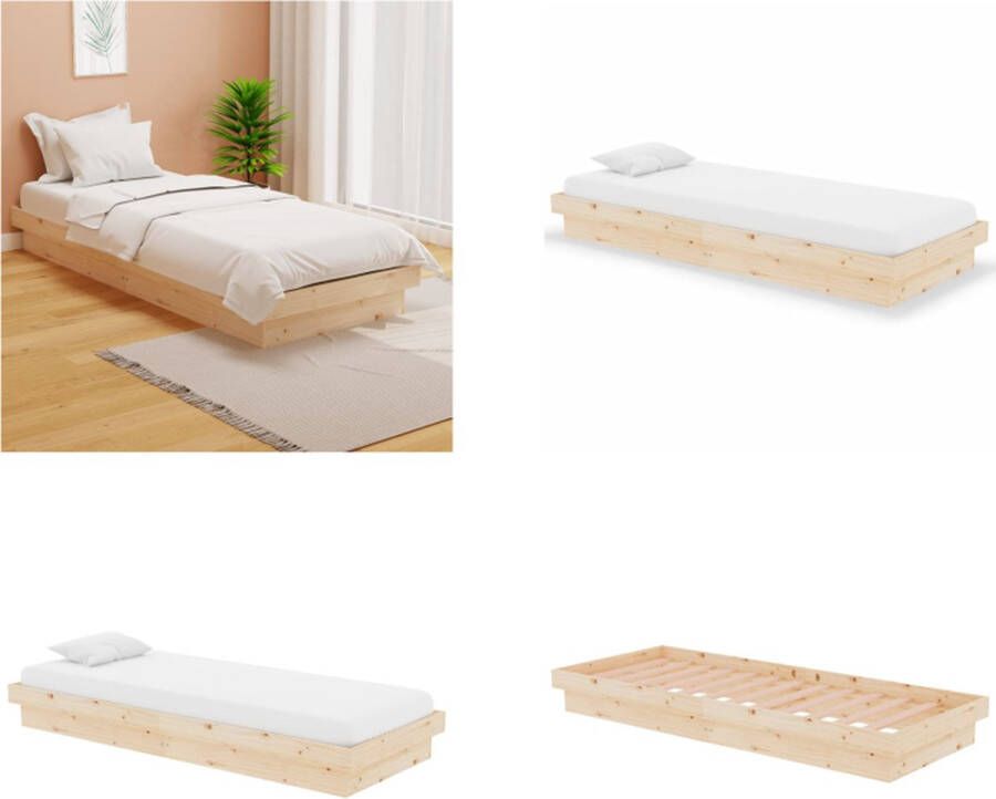 vidaXL Bedframe massief hout 75x190 cm 2FT6 Small Single Bedframe Bedframes Eenpersoonsbed Bed