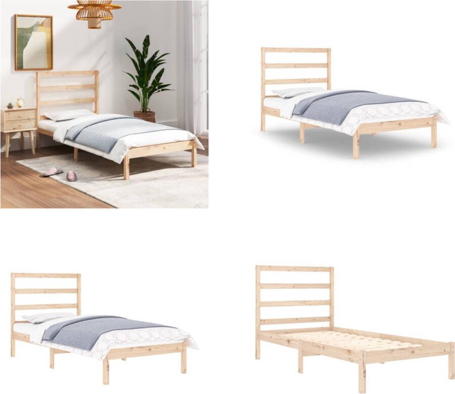 VidaXL Bedframe massief hout 90x190 cm 3FT Single Bedframe Bedframes Bed Bedbodem