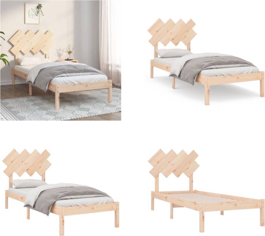 vidaXL Bedframe massief hout 90x190 cm 3FT Single Bedframe Bedframes Bed Bedbodem