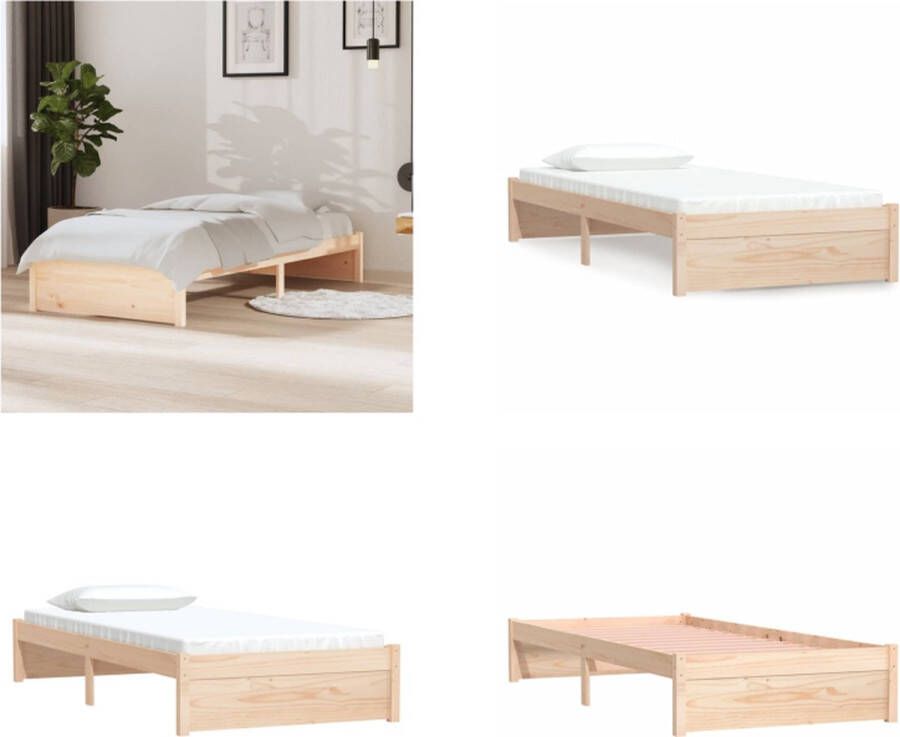 vidaXL Bedframe massief hout 90x190 cm 3FT Single Bedframe Bedframes Bed Bedbodem