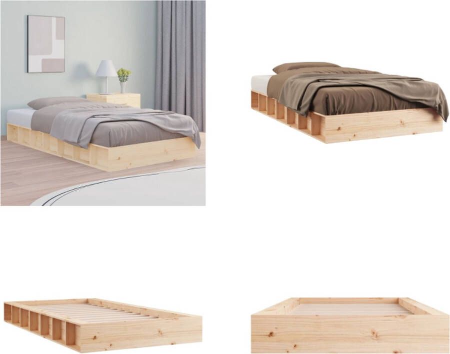 vidaXL Bedframe massief hout 90x190 cm 3FT Single Bedframe Bedframes Bed Bedbodem