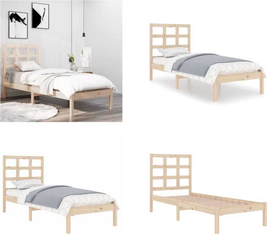 VidaXL Bedframe massief hout 90x190 cm 3FT Single Bedframe Bedframes Eenpersoonsbed Bed - Foto 2