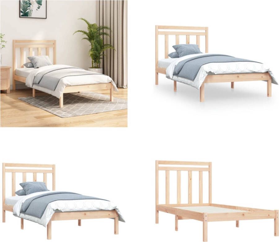 vidaXL Bedframe massief hout 90x190 cm 3FT Single Bedframe Bedframes Eenpersoonsbed Bed