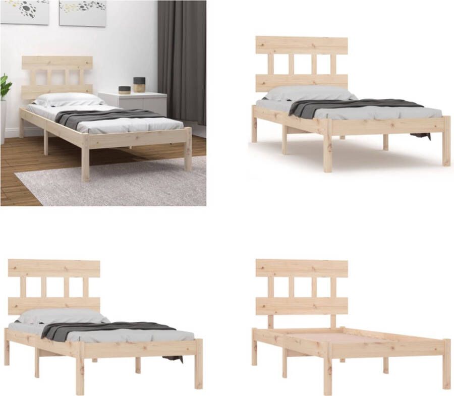 VidaXL Bedframe massief hout 90x190 cm 3FT6 Single Bedframe Bedframes Eenpersoonsbed Bed - Foto 2
