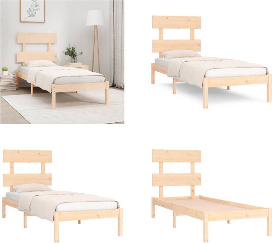 VidaXL Bedframe massief hout 90x190 cm 3FT6 Single Bedframe Bedframes Eenpersoonsbed Bed