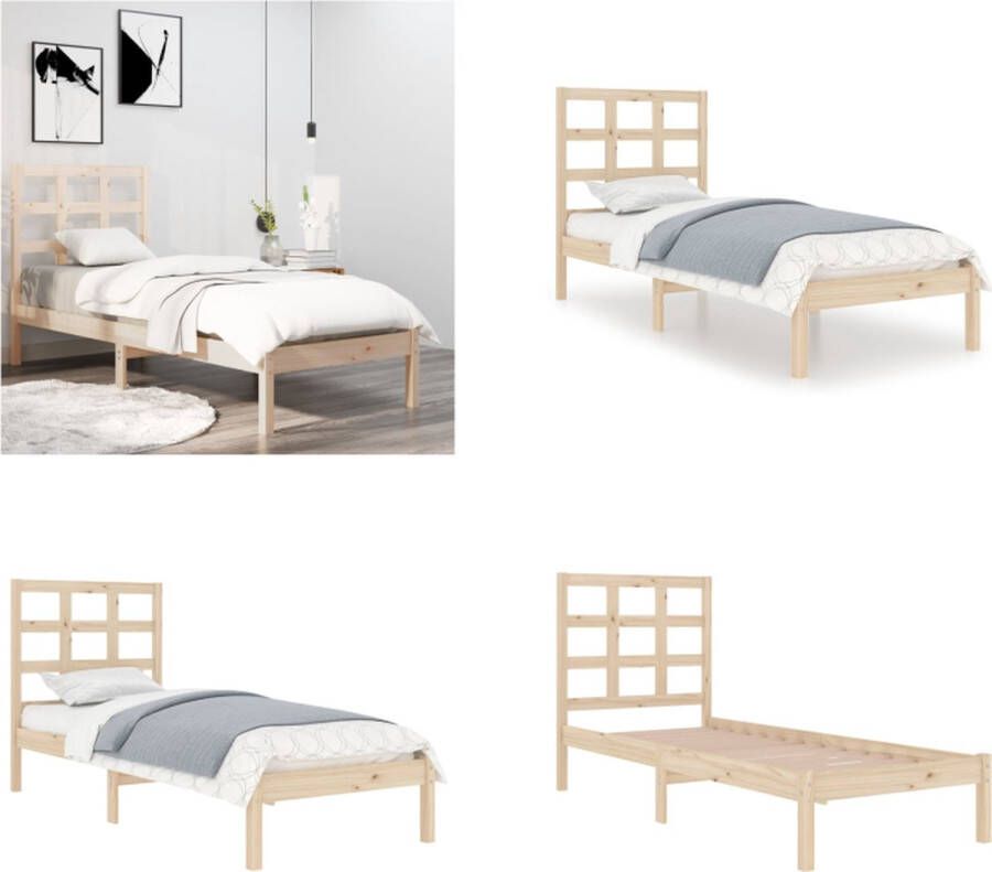 vidaXL Bedframe massief hout 90x200 cm Bedframe Bedframes Eenpersoonsbed Bed