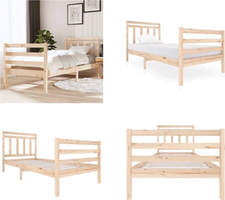 VidaXL Bedframe massief hout 90x200 cm Bedframe Bedframes Eenpersoonsbed Bed