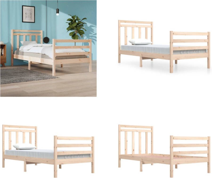 vidaXL Bedframe massief hout 90x200 cm Bedframe Bedframes Eenpersoonsbed Bed