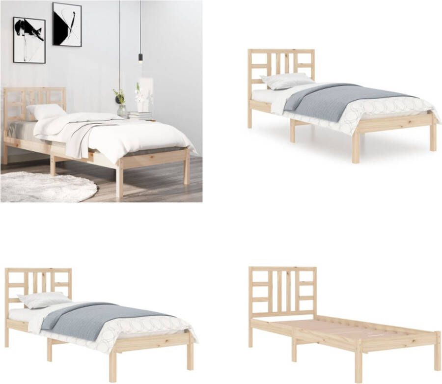 VidaXL Bedframe massief hout 90x200 cm Bedframe Bedframes Eenpersoonsbed Bed